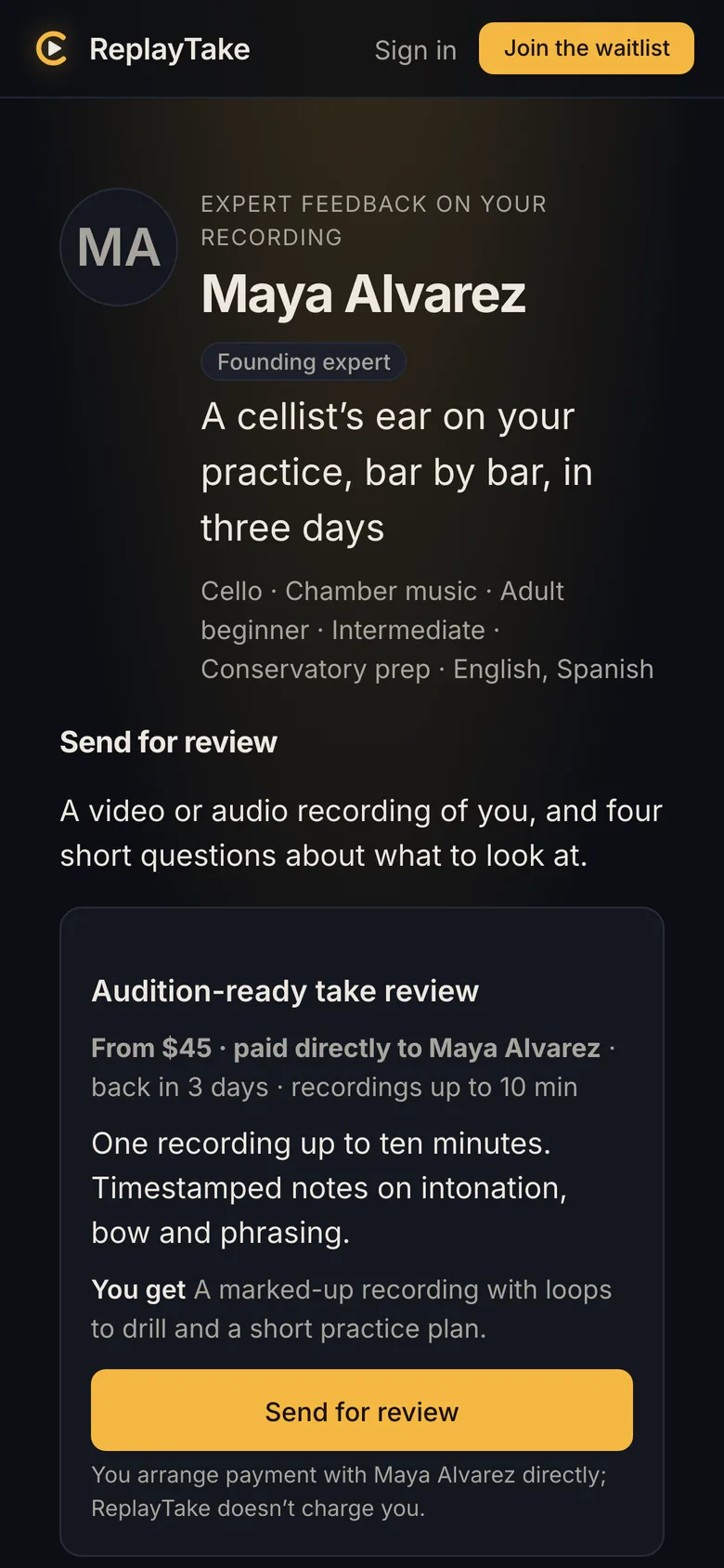 A teacher’s storefront page on a phone