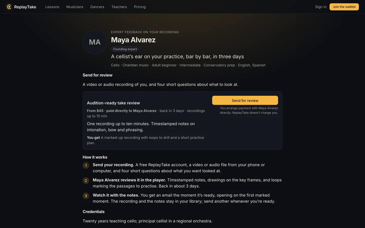 A teacher’s storefront page with a take review, its price and turnaround